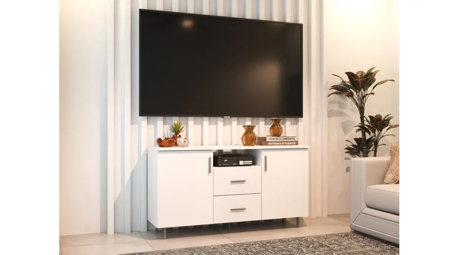 Szafka RTV 135 cm śnieżna biel – Compact | eMeblast