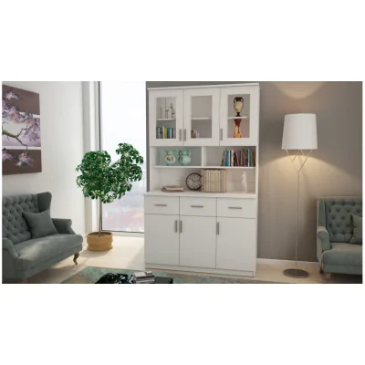 Kredens 120 cm witryna biel – Brentaro | eMeblast