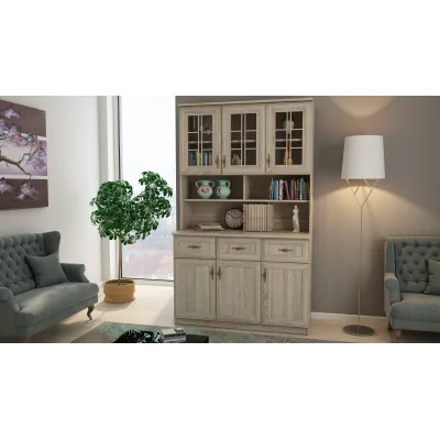 Kredens 120 cm witryna sonoma jasna – Brentaro | eMeblast