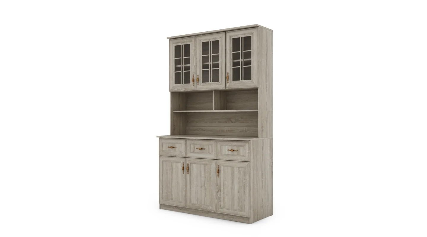 Kredens 120 cm witryna sonoma jasna – Brentaro | eMeblast Kredens 120 cm witryna sonoma jasna – Brentaro | eMeblast