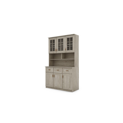 Kredens 120 cm z witryną sonoma jasna – Brentaro