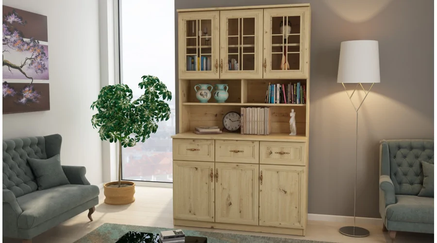 Kredens 120 cm witryna dąb artisan – Brentaro | eMeblast