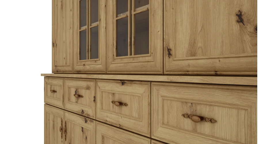 Kredens 170 cm witryna dąb artisan – Vandero | eMeblast Kredens 170 cm witryna dąb artisan – Vandero | eMeblast