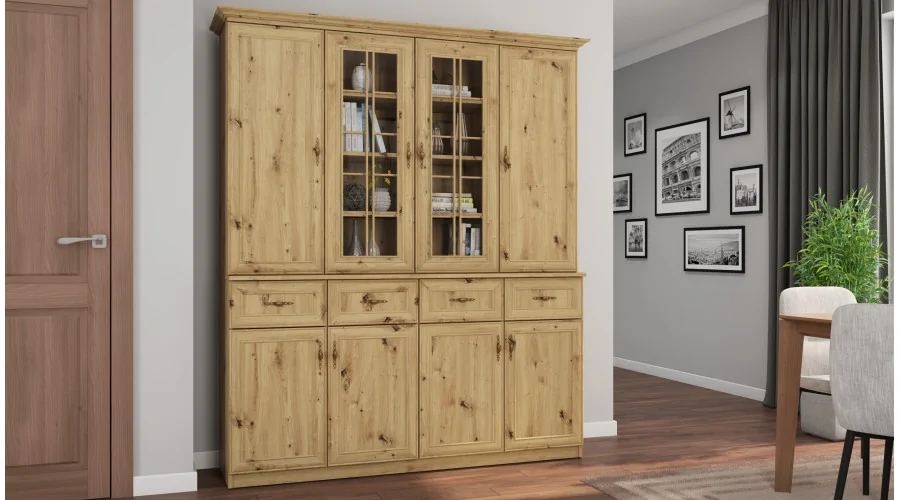 Kredens 170 cm witryna dąb artisan – Vandero | eMeblast Kredens 170 cm witryna dąb artisan – Vandero | eMeblast