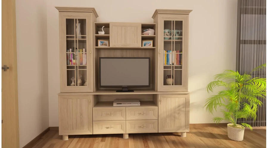 Witryna RTV z miejscem na telewizor 200 cm Sonoma Jasna – Signal Witryna RTV z miejscem na telewizor 200 cm Sonoma Jasna – Signal