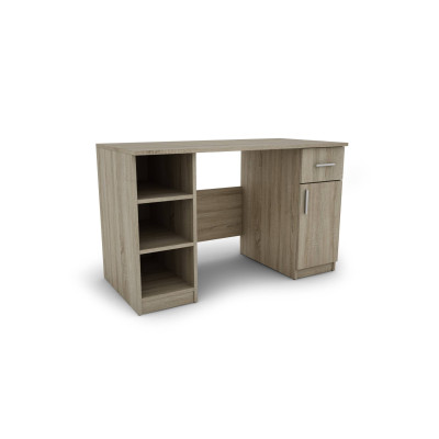 copy of Desk 120 cm, shelves, cabinet, white, light sonoma