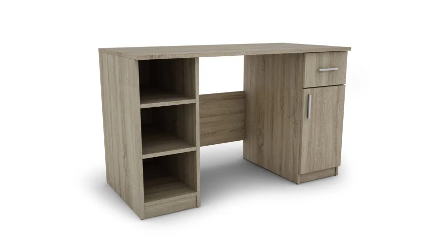 Biurko dla dzieci z półką i szafką 120×60 cm Sonoma Jasna – Nela Biurko dla dzieci z półką i szafką 120×60 cm Sonoma Jasna – Nela