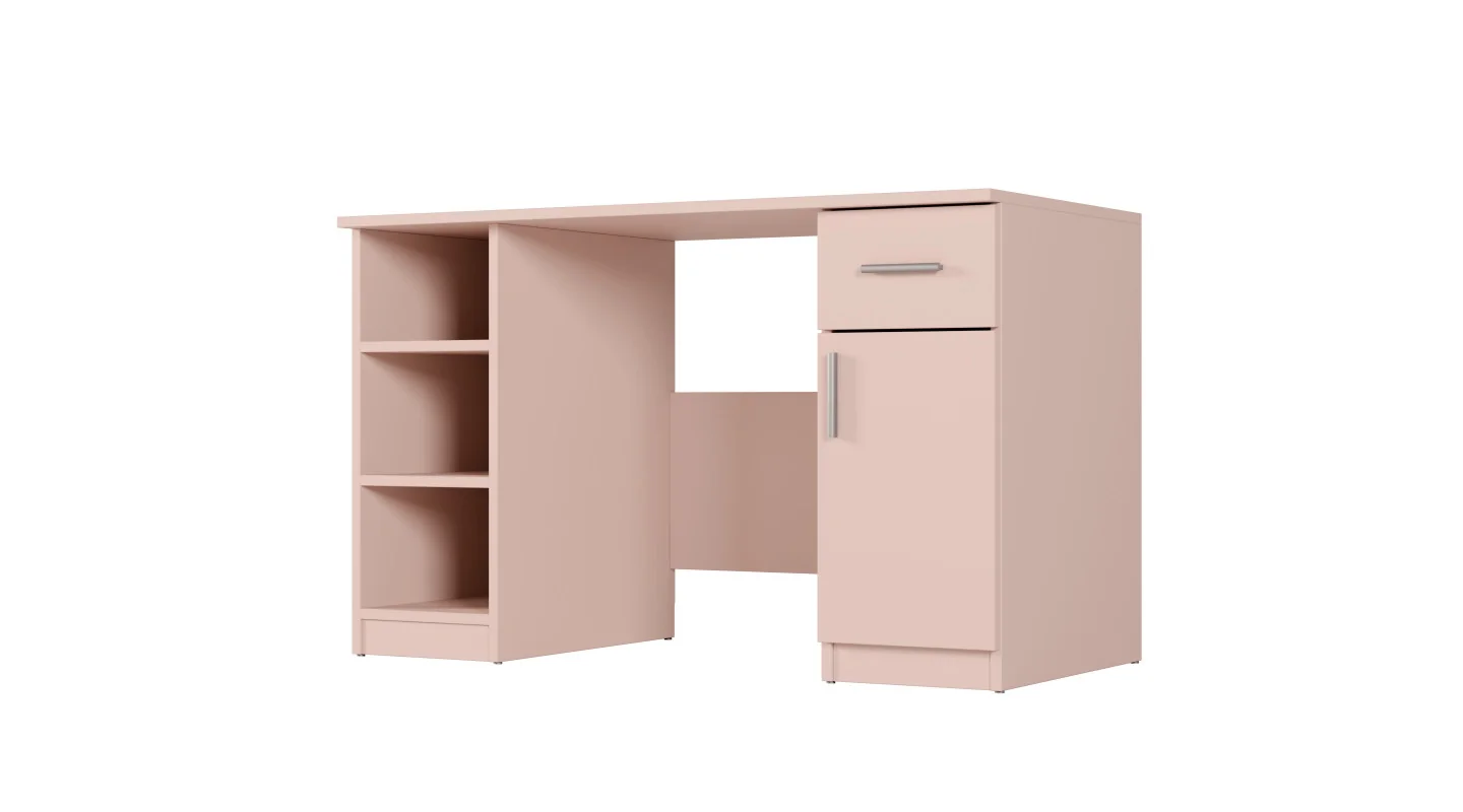 Biurko dla dzieci z półką i szafką 120×60 cm Różowy – Nela Biurko dla dzieci z półką i szafką 120×60 cm Różowy – Nela