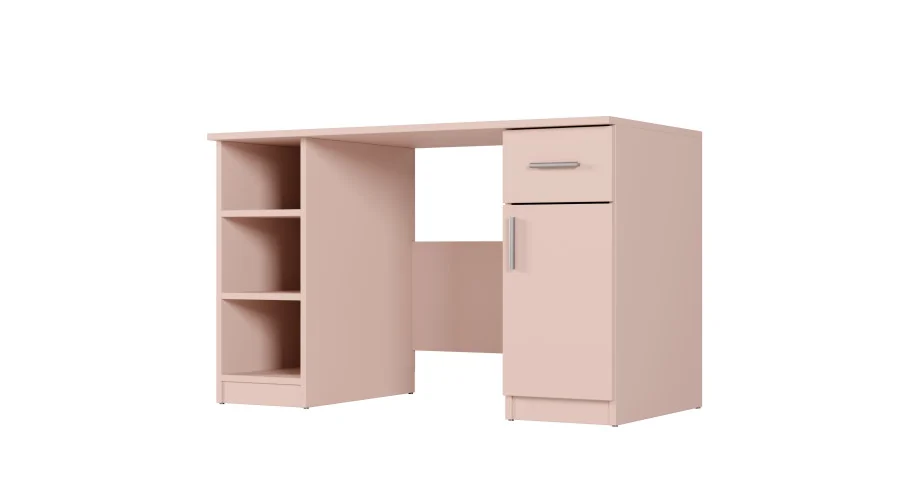 Biurko dla dzieci z półką i szafką 120×60 cm Różowy – Nela Biurko dla dzieci z półką i szafką 120×60 cm Różowy – Nela