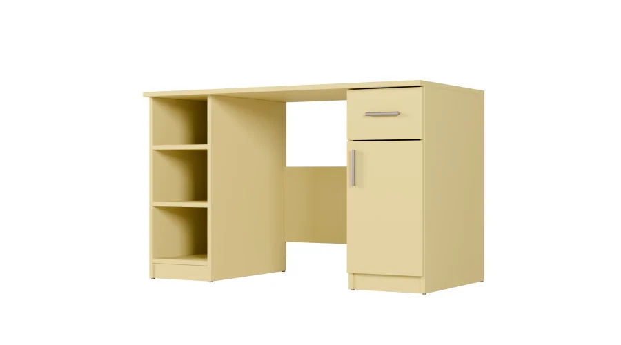 Biurko dla dzieci z półką i szafką 120×60 cm Wanilia – Nela Biurko dla dzieci z półką i szafką 120×60 cm Wanilia – Nela