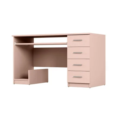 Biurko młodzieżowe z szufladami i wysuwaną półką 130×60 cm Różowy – Mila