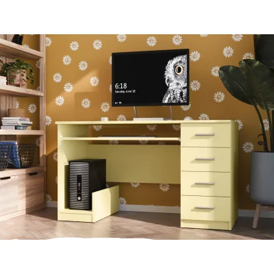Biurko młodzieżowe z szufladami i półką na komputer 130×60 cm Wanilia – Mila