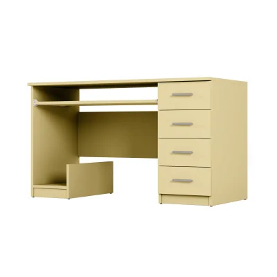 Biurko młodzieżowe z szufladami i półką na komputer 130×60 cm Wanilia – Mila