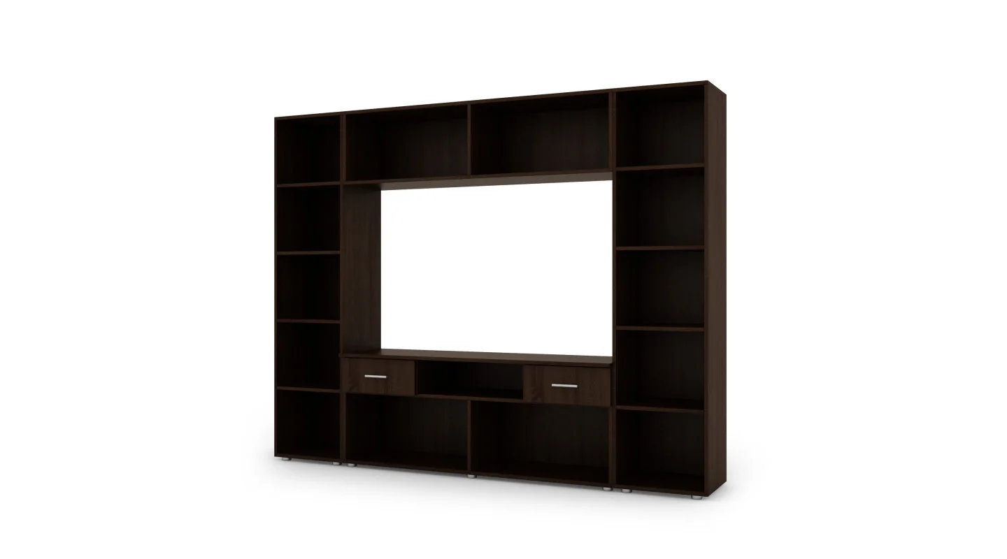 Zabudowana meblościanka z miejscem na telewizor 240×190 cm Sonoma Ciemna / Sonoma Jasna – PLUTON