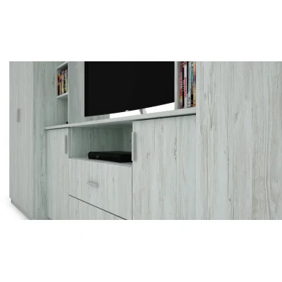 Elegancka meblościanka z szafami i półką RTV 380×240 cm Sosna Anderson – DAKO