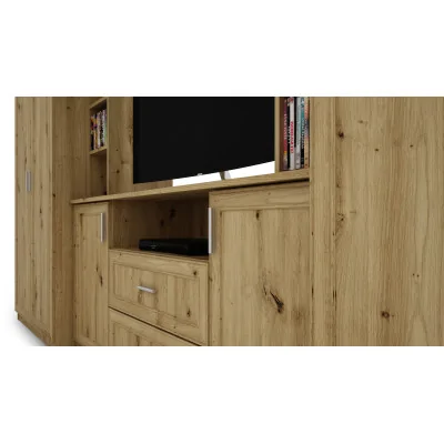 Elegancka meblościanka z szafami i półką RTV 380×240 cm Dąb Artisan – DAKO
