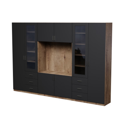 copy of Moderne Wohnwand, Wohnzimmer-Möbelset mit vielen Regalbrettern und TV-Board - Livio