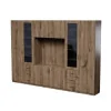 Meblościanka z miejscem na telewizor, szafami i witrynami 320×220 cm Dąb Carpenter Whisky – LIVIO