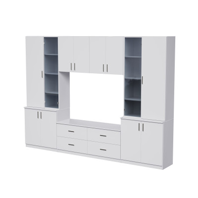 copy of Perete de mobilier modern pentru salon, Set de mobilier de cameră cu sertare, dulapuri și raft TV - Stilo