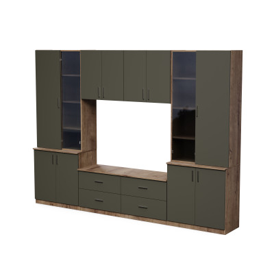 copy of Perete de mobilier modern pentru salon, Set de mobilier de cameră cu sertare, dulapuri și raft TV - Stilo