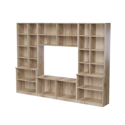 Meblościanka pokojowa z półką na TV, szafkami i szufladami 300×220 cm Dąb Grand Naturalny – STILO Meblościanka pokojowa z półką na TV, szafkami i szufladami 300×220 cm Dąb Grand Naturalny – STILO