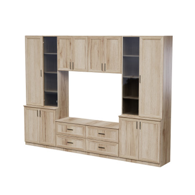 copy of Perete de mobilier modern pentru salon, Set de mobilier de cameră cu sertare, dulapuri și raft TV - Stilo