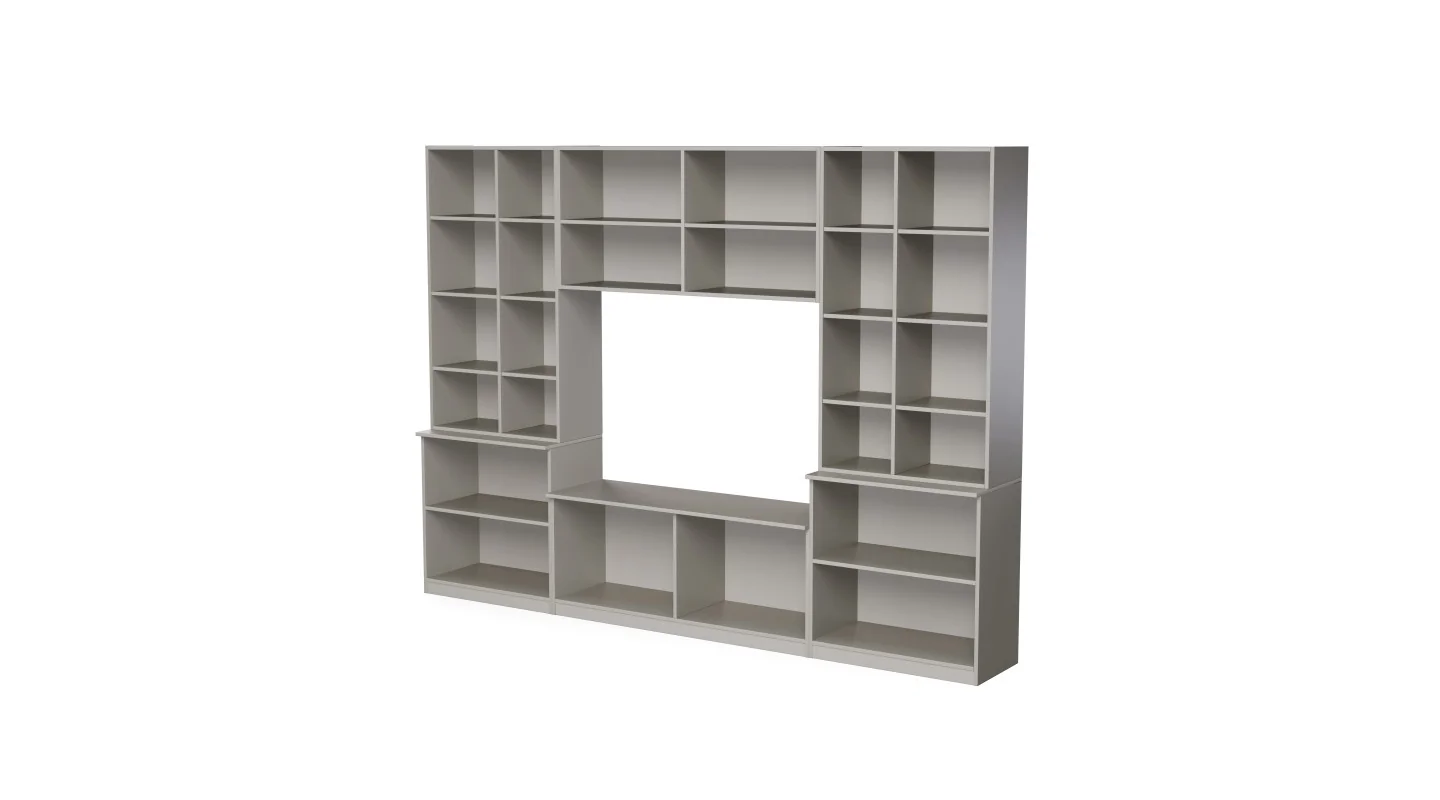 Meblościanka pokojowa z półką na TV, szafkami i szufladami 300×220 cm Kaszmirowy Beż – STILO Meblościanka pokojowa z półką na TV, szafkami i szufladami 300×220 cm Kaszmirowy Beż – STILO