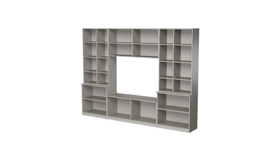 Meblościanka pokojowa z półką na TV, szafkami i szufladami 300×220 cm Kaszmirowy Beż – STILO Meblościanka pokojowa z półką na TV, szafkami i szufladami 300×220 cm Kaszmirowy Beż – STILO