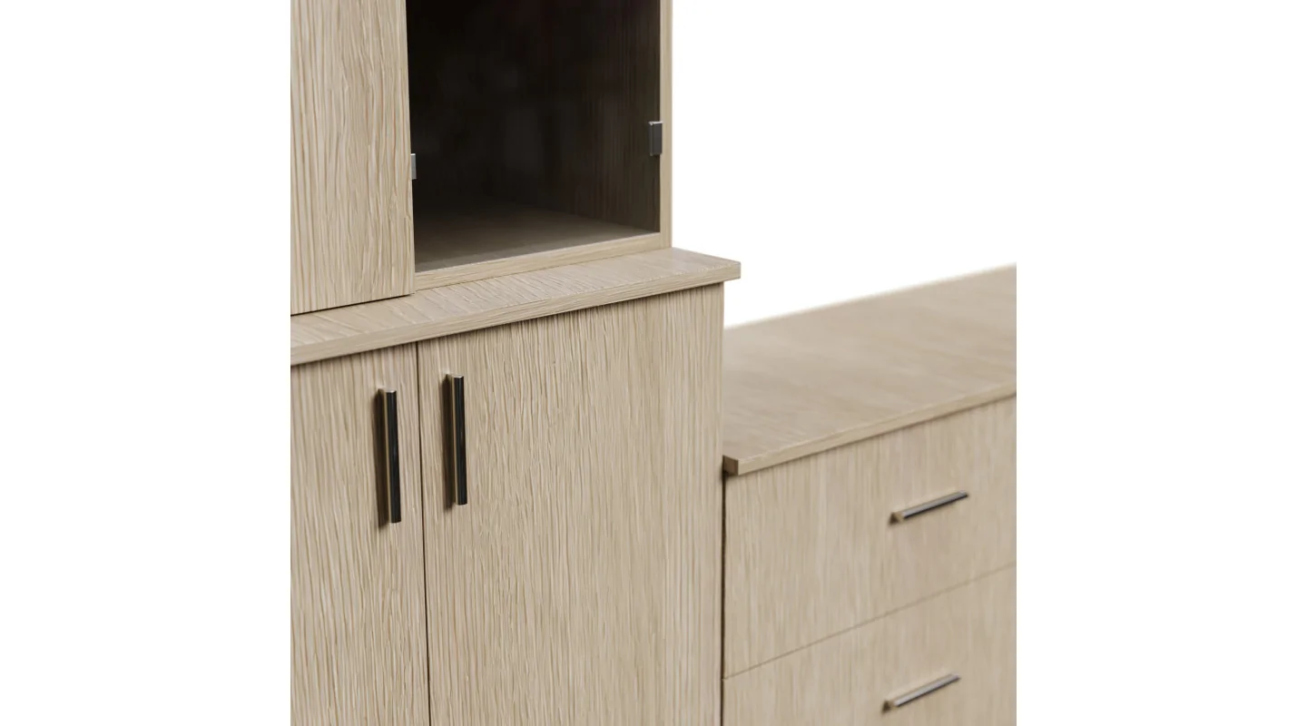 Meblościanka pokojowa z półką na TV, szafkami i szufladami 300×220 cm Dąb Elegancki – STILO