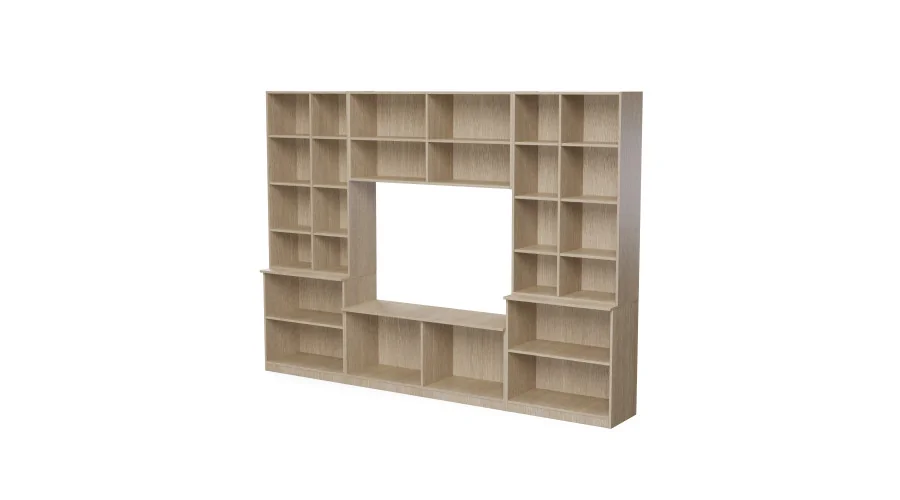 Meblościanka pokojowa z półką na TV, szafkami i szufladami 300×220 cm Dąb Elegancki – STILO