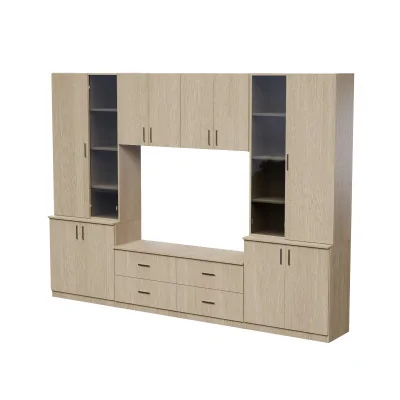 Meblościanka pokojowa z półką na TV, szafkami i szufladami 300×220 cm Dąb Elegancki – STILO