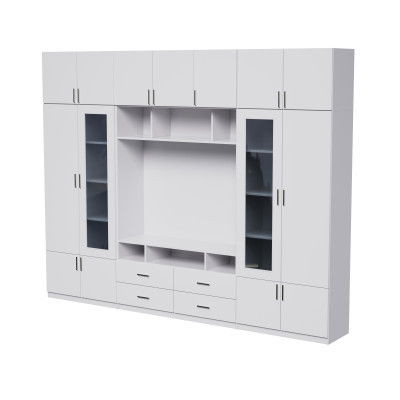 copy of Moderne Wohnwand für Wohnzimmer, Möbelset mit TV-Bereich, große Anzahl Regale - Vero