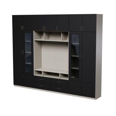 copy of Meuble TV Moderne pour Salon, Ensemble de Meubles de Salon avec TV, Grand Nombre d'Étagères - Vero