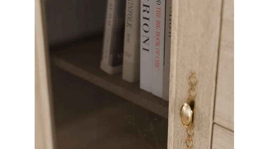 Meblościanka RTV z biblioteczką i szklaną witryną 300×200 cm Sonoma Jasna – Agata