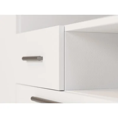 Nowoczesna meblościanka z dużymi szafami, półkami, RTV i szufladami 350×227 cm Biała – SCANDI