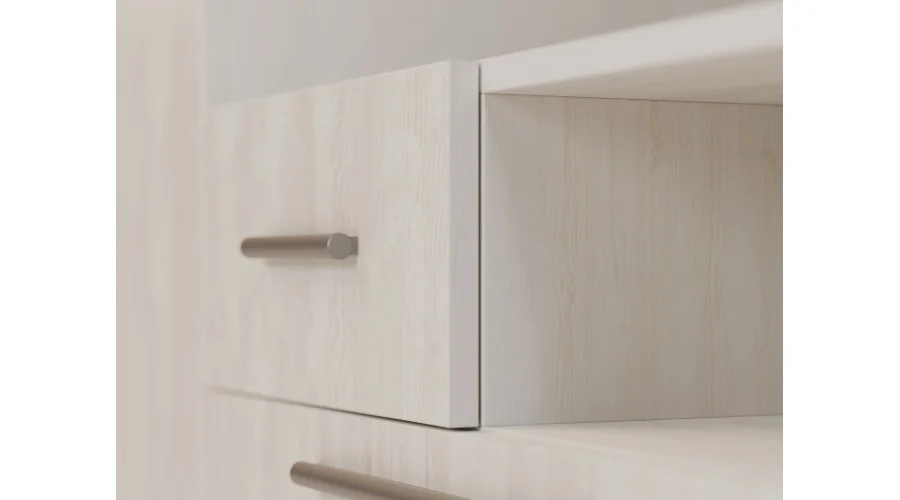 Nowoczesna meblościanka z dużymi szafami, półkami, RTV i szufladami 350×227 cm Sosna Anderson – SCANDI