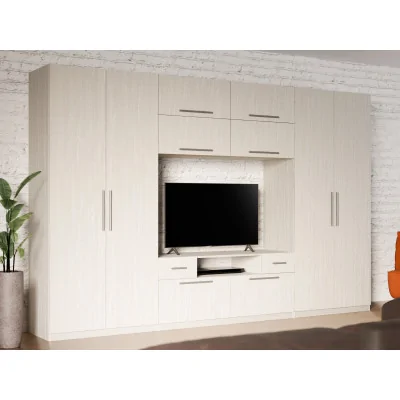 Nowoczesna meblościanka z dużymi szafami, półkami, RTV i szufladami 350×227 cm Sosna Anderson – SCANDI