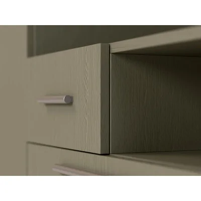 Nowoczesna meblościanka z dużymi szafami, półkami, RTV i szufladami 350×227 cm Eukaliptus – SCANDI