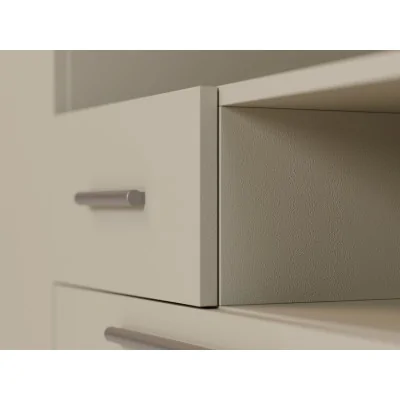 Nowoczesna meblościanka z dużymi szafami, półkami, RTV i szufladami 350×227 cm Kaszmirowy Beż – SCANDI