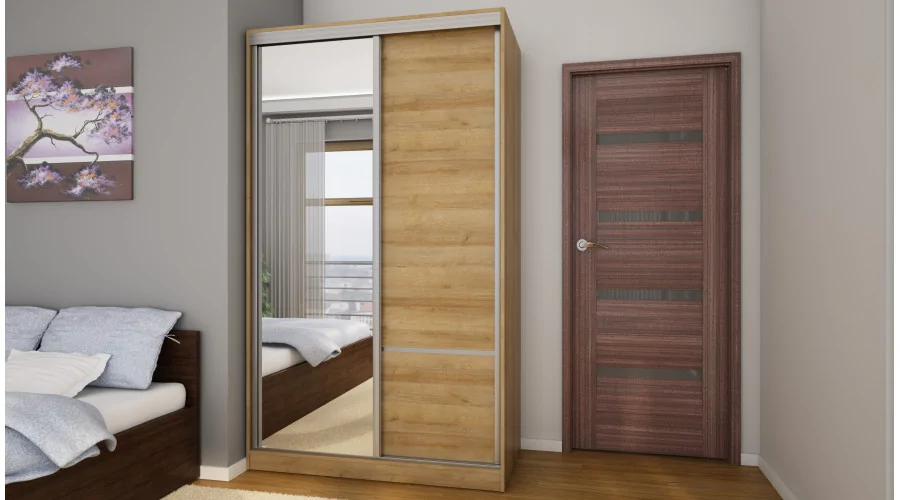 Szafa przesuwna 130x220 cm dąb Riva z lustrem – Arveno | eMeblast