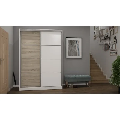 Szafa przesuwna 150x215 cm biel / dąb sonoma jasna – Selto | eMeblast