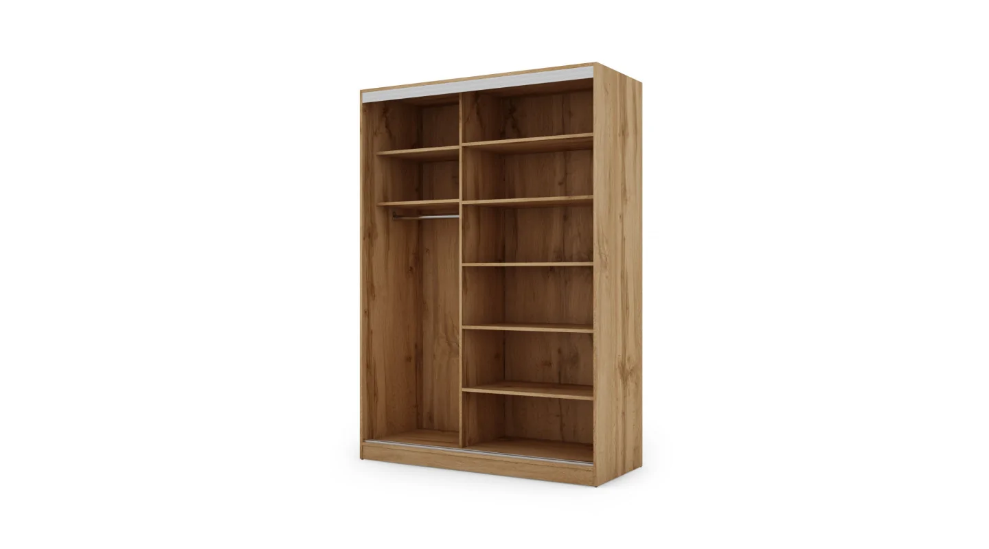Szafa przesuwna 150x215 cm dąb Wotan / czarna z lustrem – Selto | eMeblast