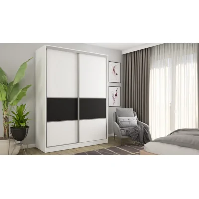 Szafa przesuwna 170x230 cm biel / czarna z szufladami – Ravelo | eMeblast