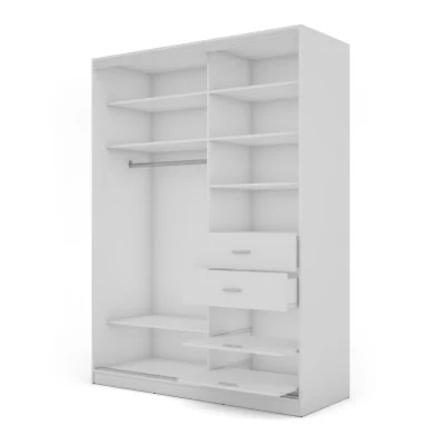 Szafa przesuwna 170x230 cm biel / czarna z lustrem i szufladami – Ravelo | eMeblast