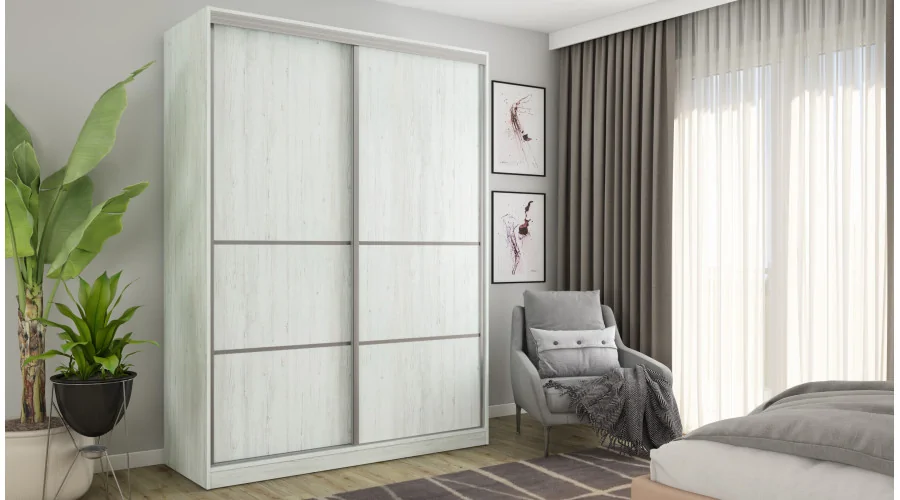 Szafa przesuwna 170x230 cm sosna Andersen z szufladami – Ravelo | eMeblast