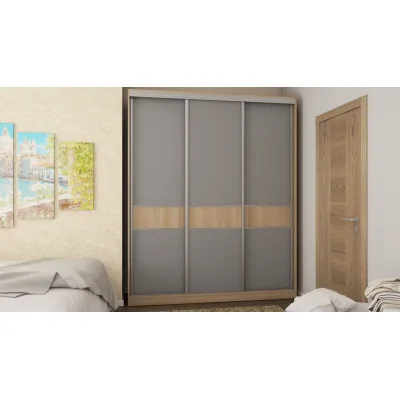 Szafa przesuwna 190x230 cm dąb Lindberg / szara z szufladami – Calvero | eMeblast