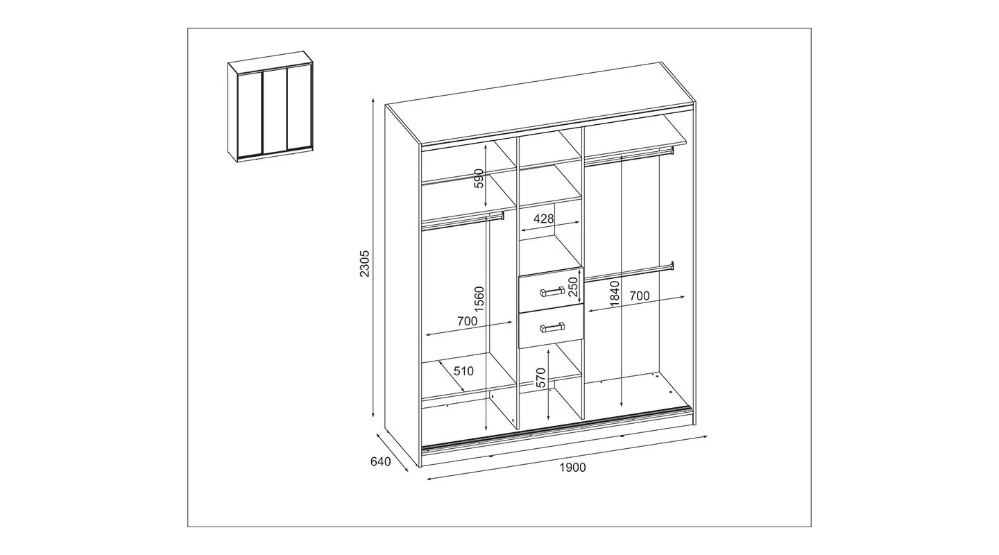 Szafa przesuwna 190x230 cm dąb Riva / biały połysk z lustrem – Calvero | eMeblast