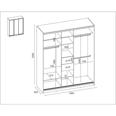 Szafa przesuwna 190x230 cm dąb Riva / biały połysk z lustrem – Calvero | eMeblast