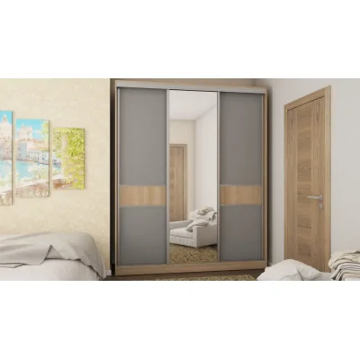 Szafa przesuwna 190x230 cm dąb Lindberg / szara z lustrem – Calvero | eMeblast