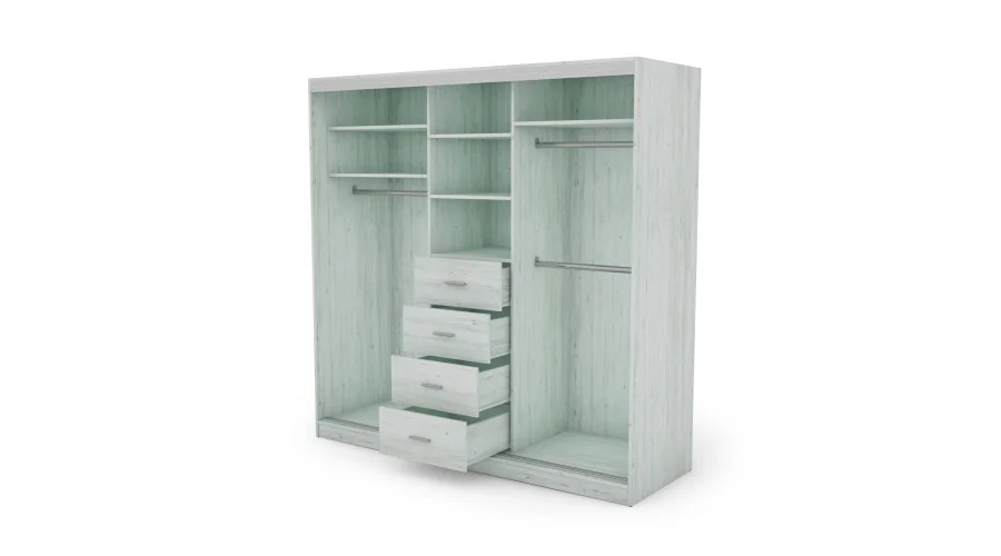 Szafa przesuwna 210x210 cm sosna Andersen z szufladami – Virello | eMeblast
